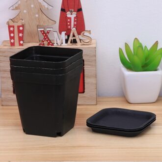 6 Stuks Dikker Bloempotten Vierkante Plantenbakken Pot Trays Potten Creatieve Kleine Vierkante Potten Voor Succulenten (Elke 3 van Kleine zwart