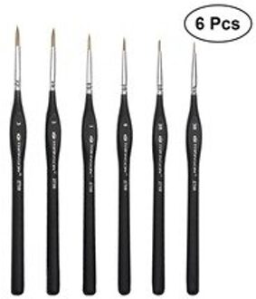 6 stuks Diverse Maten Wezel Borstels Set met Driehoekige Handvat voor Detail Art Schilderen Miniaturen Acryl Aquarel Olie