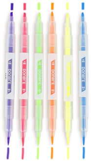 6 Stuks Double Head Markeerstift Fluorescerende Markeerstiften Art Marker School En Kantoor Kunst Briefpapier Supply