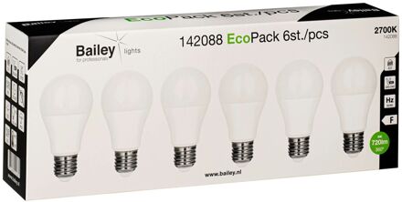 6 stuks Ecobasic LED Peer E27 8W 2700K Opaal