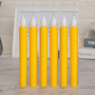 6 Stuks Flikkerende Led Taper Kaarsen Met Geel Licht, Battery Operated Electronic Aangedreven Decoratieve Kaars Licht geel nee houder