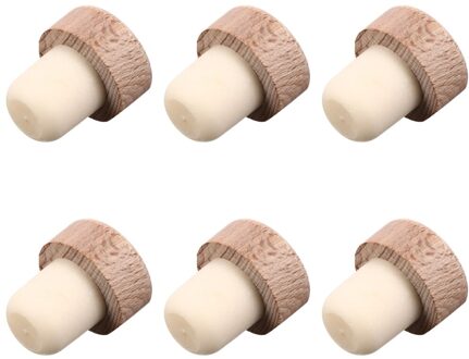 6 Stuks Houten Fles Stekkers Fles Afdichting Pluggen Praktische Fles Stoppers