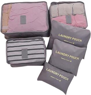 6 Stuks Kleding Schoenen Opbergzakken Waterdichte Kleding Ondergoed Schoenen Opbergtas Bagage Tas Reistassen Organizer grijs