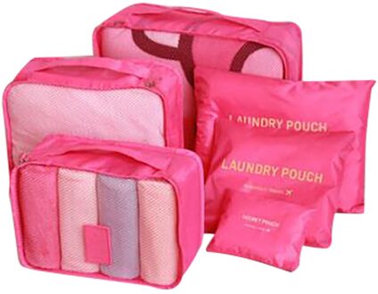 6 Stuks Kleding Schoenen Opbergzakken Waterdichte Kleding Ondergoed Schoenen Opbergtas Bagage Tas Reistassen Organizer heet roze