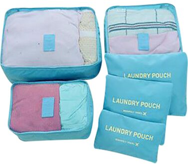 6 Stuks Kleding Schoenen Opbergzakken Waterdichte Kleding Ondergoed Schoenen Opbergtas Bagage Tas Reistassen Organizer lucht blauw