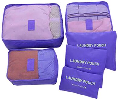 6 Stuks Kleding Schoenen Opbergzakken Waterdichte Kleding Ondergoed Schoenen Opbergtas Bagage Tas Reistassen Organizer paars