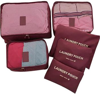 6 Stuks Kleding Schoenen Opbergzakken Waterdichte Kleding Ondergoed Schoenen Opbergtas Bagage Tas Reistassen Organizer rood