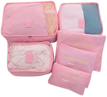 6 Stuks Kleding Schoenen Opbergzakken Waterdichte Kleding Ondergoed Schoenen Opbergtas Bagage Tas Reistassen Organizer roze