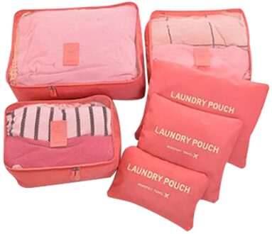 6 Stuks Kleding Schoenen Opbergzakken Waterdichte Kleding Ondergoed Schoenen Opbergtas Bagage Tas Reistassen Organizer watermeloen rood