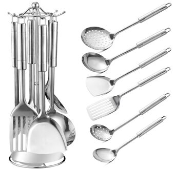 6 Stuks Kookgerei Set, Roestvrij Staal Keuken Gebruiksvoorwerp Set Met Organizer Houder Stand, Keuken Koken Gereedschap