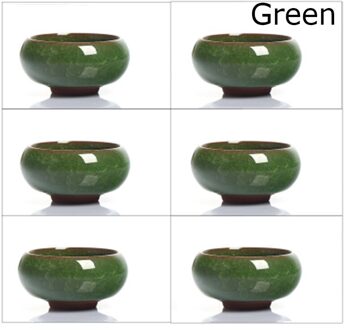 ! 6 Stuks Kung Fu Thee Cup Set Crackle Glazuur 30Ml Travel Chinese Porselein Theekopje Keramische Yixing Paarse Klei Thee service groen
