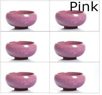 ! 6 Stuks Kung Fu Thee Cup Set Crackle Glazuur 30Ml Travel Chinese Porselein Theekopje Keramische Yixing Paarse Klei Thee service roze