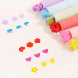 6 stuks Leuke Candy Kleur Stempel Markeerstiften Pen Creatieve Markering Pen Briefpapier