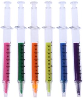 6 Stuks Leuke Kawaii Novelty Verpleegster Naald Spuit Vormige Markeerstift Marker Marker Pen Briefpapier Schoolbenodigdheden