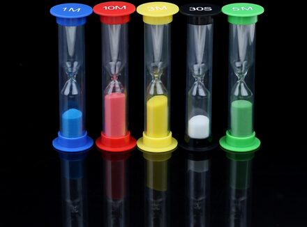 6 Stuks Leuke Kleurrijke Zand Klok Timers Zandloper Zandloper Set Willekeurige Kleur 30 Sec/1 /3 /5 /10 Minuten Desktop Horloge Kinderen Cadeaus