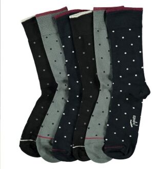 6 stuks Men Bamboo Printed Socks Versch.kleure/Patroon,Roze,Blauw,Zwart,Wit - Maat 41/45