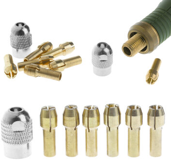 6 Stuks Messing Boor Collet Chucks Met 1 Pc M8x0.75mm Zwarte Moer Accessoires Voor Dremel Rotary Tool 1 Mm, 1.6 Mm, 2 Mm, 2.4 Mm, 3.2 Mm, 3 Mm