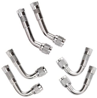 6 Stuks Messing Ventiel Extension Tube Met 45/90/135 Graden (Zilver) fit Voor Auto Motorfietsen Elektrische Voertuigen Etc