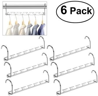 6 stuks Multi-poort Ondersteuning Kleerhanger Multifunctionele Droogrek Metalen Hangers Organizer Storage Rack voor Ruimtebesparend