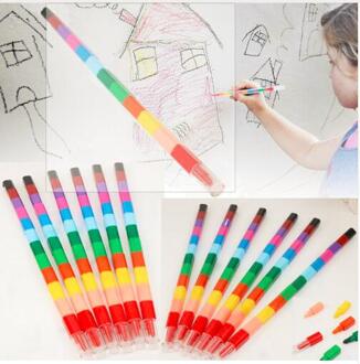 6/stuks of 12 pcs Pop up Olie Pastel Kleurpotloden Pen Kids Swap Punt Kleurpotloden Stacker Potloden DIY Party loot Bag Fillers Tekening Pen 12stk