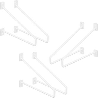 6 stuks plankbeugel, 265 mm, wit, gemaakt van staal, haarspeld plankbeugels, zwevende plankbeugel, haarspeld