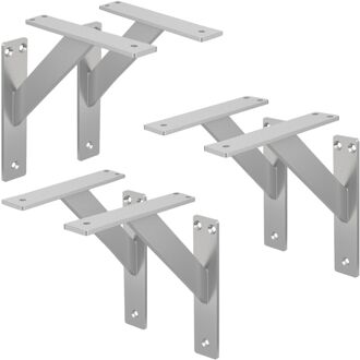 6 stuks plankdrager 180x180 mm, zilver, aluminium, zwevende plankdrager, plankdrager, wanddrager voor Zilverkleurig