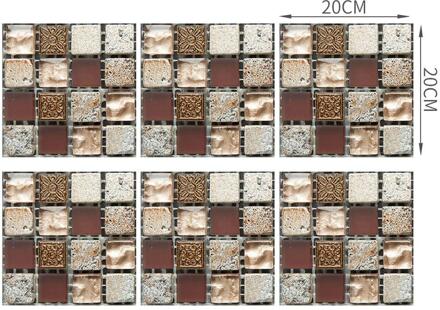 6 Stuks Pvc Stickers Lijm Waterdicht Zelf Meeldauw-Proof Oppervlak Bedekt Met Film Lijm Mozaïek Badkamer Keuken Tegel MSC030