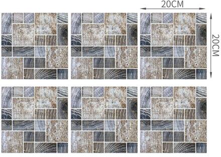 6 Stuks Pvc Stickers Lijm Waterdicht Zelf Meeldauw-Proof Oppervlak Bedekt Met Film Lijm Mozaïek Badkamer Keuken Tegel MSC034