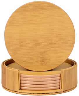 6 Stuks Ronde Vierkante Marmeren Leer Tafel Cup Placemats Milieu Plastic Vinyl Drinken Thee Onderzetters Hittebestendig Licht Geel