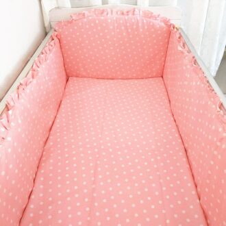 6 Stuks Roze Baby Items Wieg Beddengoed Set Katoen Peuter Baby Beddengoed Wieg Bumpers (4 Bumpers + plaat + Kussensloop)