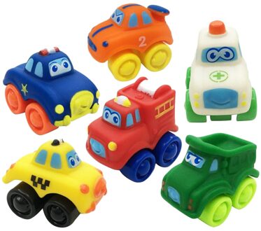 6 Stuks Rubber Plastic Mini Model Auto Speelgoed Voor Peuter Baby Preschool Kids Spelen Cognitieve Kinderen Cartoon Speelgoed