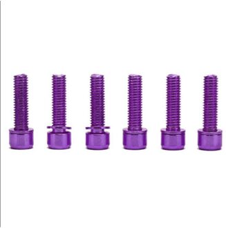6 Stuks Rvs Schroeven Bouten Met Wasmachine Voor Fiets Stengels & Stuur Zwart Paars