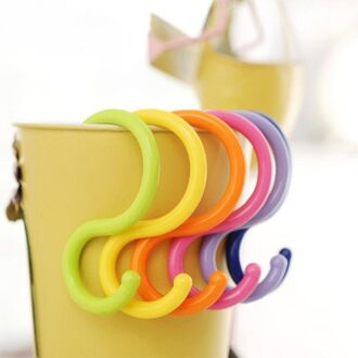 6 Stuks S Vorm Haken Nuttig Plastic Haak Thuis Sluiting Rack Kinderwagen Haken Hanger Kleding Multifunctionele Snoep kleur