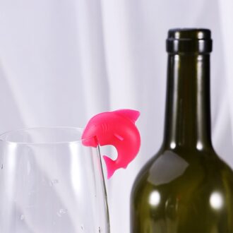 6 Stuks Silicone Rood Glas Marker Haai Sticker Sucker Mark Glas Identificatie Perfect Voor Partijen