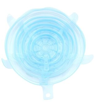 6 stuks Silicone Stretch Deksels Herbruikbare Luchtdicht Voedsel Wrap Covers Houden Verse Afdichting Kom Elastische Wrap Cover Keuken Accessoires blauw