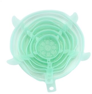 6 stuks Silicone Stretch Deksels Herbruikbare Luchtdicht Voedsel Wrap Covers Houden Verse Afdichting Kom Elastische Wrap Cover Keuken Accessoires groen