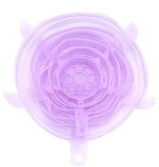 6 stuks Silicone Stretch Deksels Herbruikbare Luchtdicht Voedsel Wrap Covers Houden Verse Afdichting Kom Elastische Wrap Cover Keuken Accessoires paars