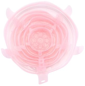 6 stuks Silicone Stretch Deksels Herbruikbare Luchtdicht Voedsel Wrap Covers Houden Verse Afdichting Kom Elastische Wrap Cover Keuken Accessoires roze