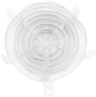 6 stuks Silicone Stretch Deksels Herbruikbare Luchtdicht Voedsel Wrap Covers Houden Verse Afdichting Kom Elastische Wrap Cover Keuken Accessoires transparant