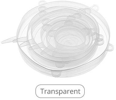 6 Stuks Silicone Stretch Deksels Herbruikbare Luchtdicht Voedsel Wrap Covers Houden Verse Afdichting Kom Elastische Wrap Cover Keuken Kookgerei 6stk wit