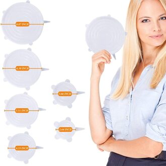 6 Stuks Silicone Stretch Deksels Herbruikbare Voedsel Container Deksel Afdichting Voor Kommen Mokken Potten Magnetron Vriezer Potten Universele Pot Cover