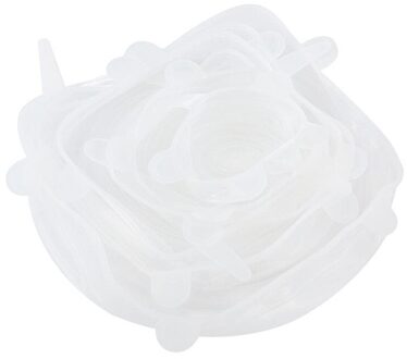 6 Stuks Silicone Stretch Deksels Universele Deksel Siliconen Kom Pot Deksel Siliconen Cover Pan Koken Voedsel Verse Cover Magnetron Cover Transparant