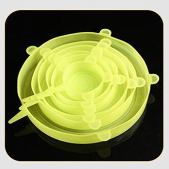 6 Stuks Silicone Stretch Deksels Universele Silicone Voedsel Wrap Kom Pot Deksel Siliconen Cover Pan Koken Keuken Accessoires geel