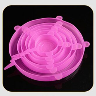 6 Stuks Silicone Stretch Deksels Universele Silicone Voedsel Wrap Kom Pot Deksel Siliconen Cover Pan Koken Keuken Accessoires roze