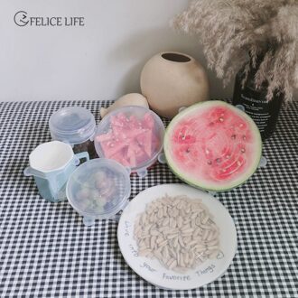 6 Stuks Silicone Stretch Deksels Universele Silicone Voedsel Wrap Kom Pot Deksel Siliconen Kom Cover Pan Koken Keuken Accessoires Blauw