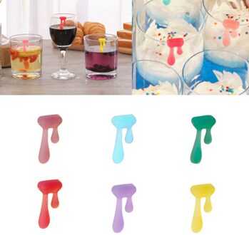6 Stuks Silicone Water Shape Glas Marker Drinkbeker Identifier Party Cup Sign (Willekeurige Kleur)