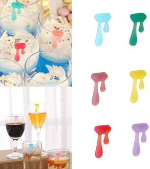 6 Stuks Silicone Water Shape Glas Marker Drinkbeker Identifier Party Cup Sign (Willekeurige Kleur)