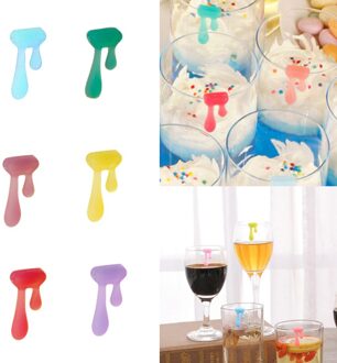 6 Stuks Silicone Water Shape Glas Marker Drinkbeker Identifier Party Cup Sign (Willekeurige Kleur)