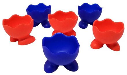 6 Stuks Siliconen Ei Houders Enkele Grappige Portie Cup Ei Leuke En Kleurrijke Dienen Harde-Gekookte Eieren