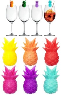 6 Stuks Siliconen Rode Wijn Glas Marker Ananas Marker Charm Glas Identificatie Perfect Voor Partijen (Willekeurige Kleur)